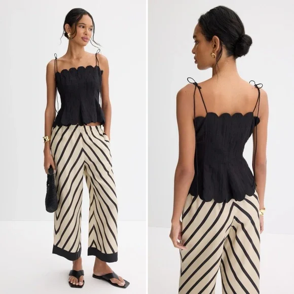 Hofmann Copenhagen Yara Linen Scalloped Blouse Black NWT Size 40 Medium - Picture 11 of 15